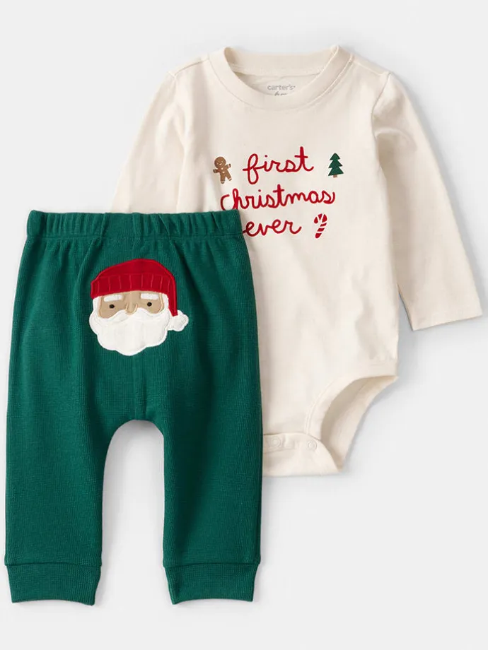 2tlg. Outfit in Grün/ Creme