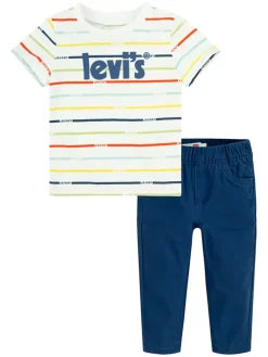 2tlg. Outfit in Weiß/ Dunkelblau