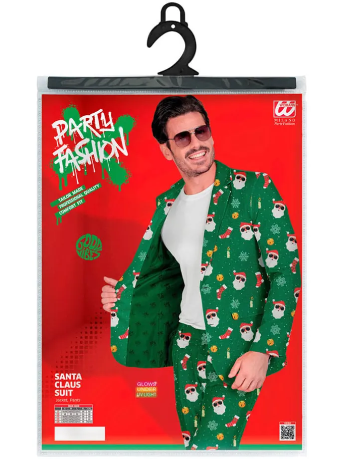2tlg. Outfit "Santa Claus" - Kostümsakko und -hose in Grün/ Weiß