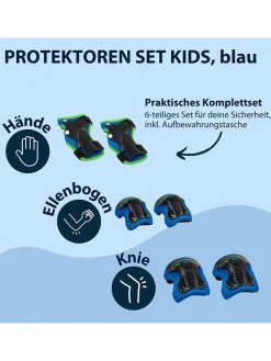 6tlg. Protektoren-Set "Kids" in Schwarz/ Blau