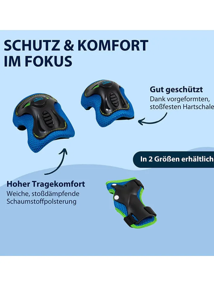 6tlg. Protektoren-Set "Kids" in Schwarz/ Blau