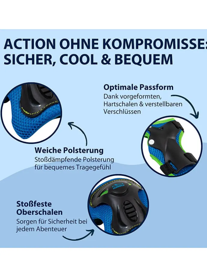 6tlg. Protektoren-Set "Kids" in Schwarz/ Blau