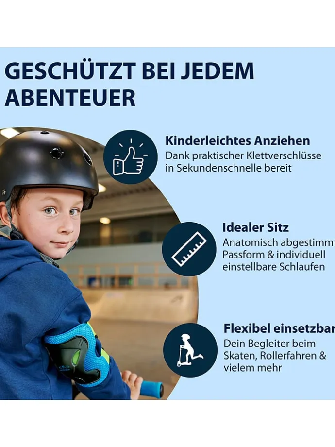 6tlg. Protektoren-Set "Kids" in Schwarz/ Blau