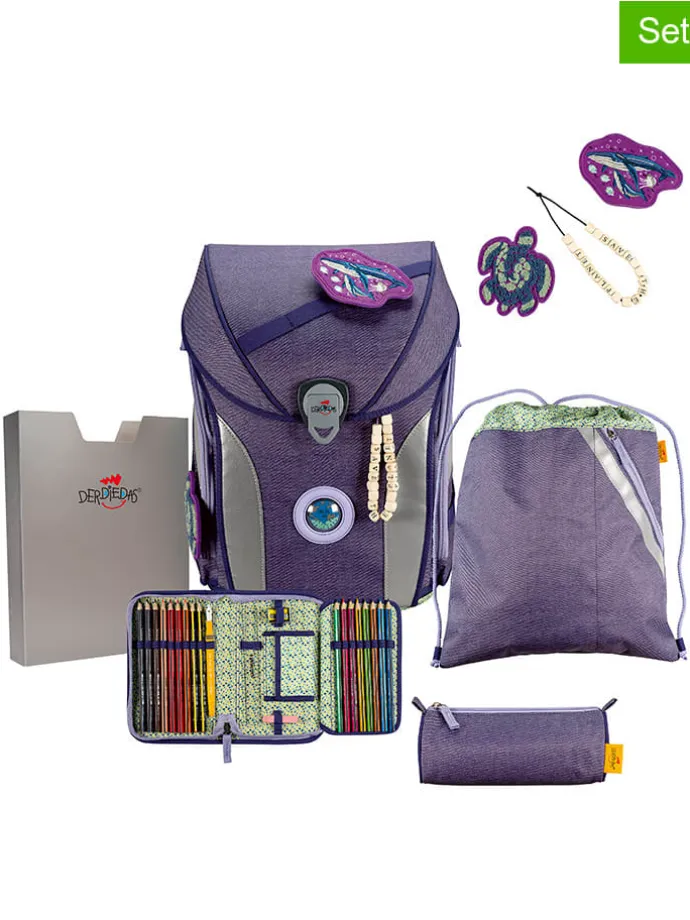 5tlg. Schulranzen-Set " ErgoFlex Max - My Planet" in Lila