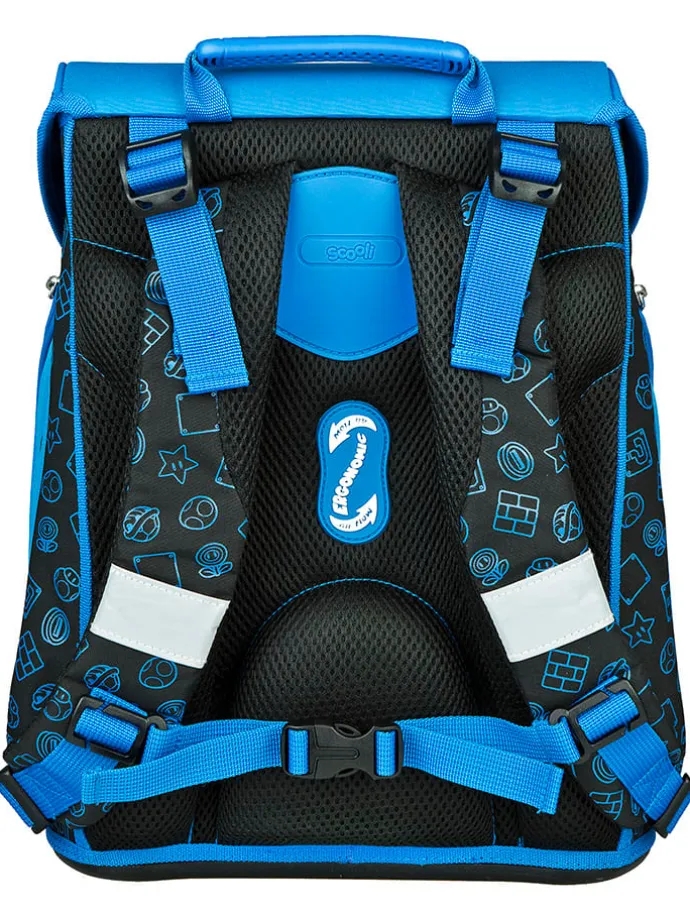 5tlg. Schulranzen-Set "EasyFit Super Mario" in Blau