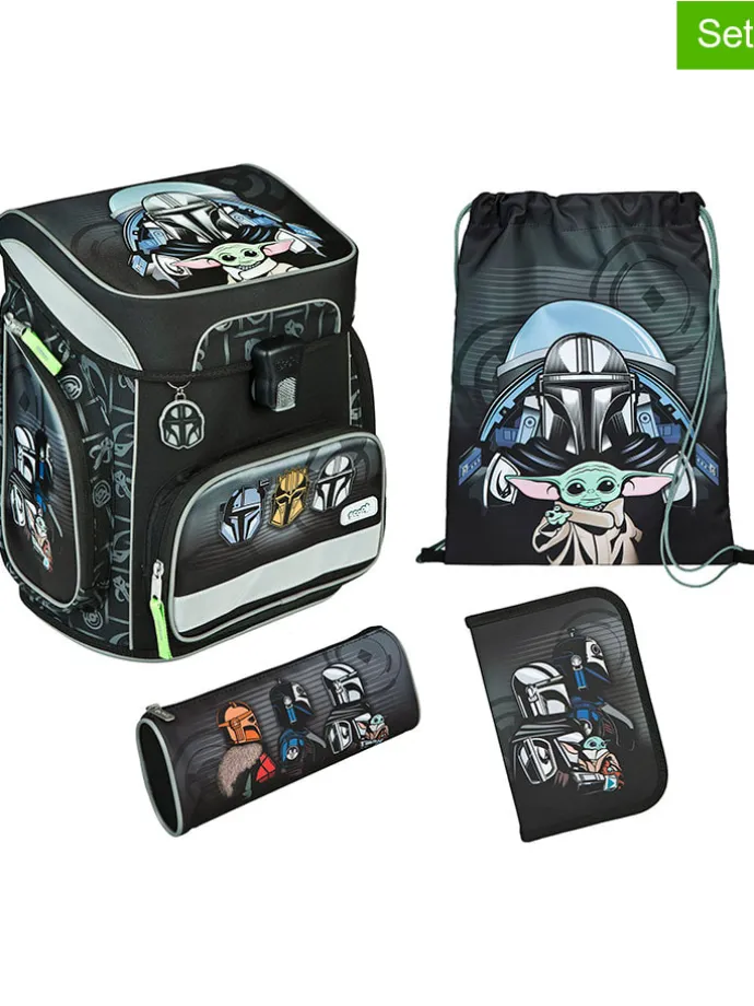 5tlg. Schulranzen-Set "EasyFit Star Wars" in Schwarz - 18 l