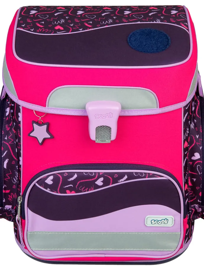 5tlg. Schulranzen-Set "EasyFit Glow Edition" in Pink/ Dunkelblau