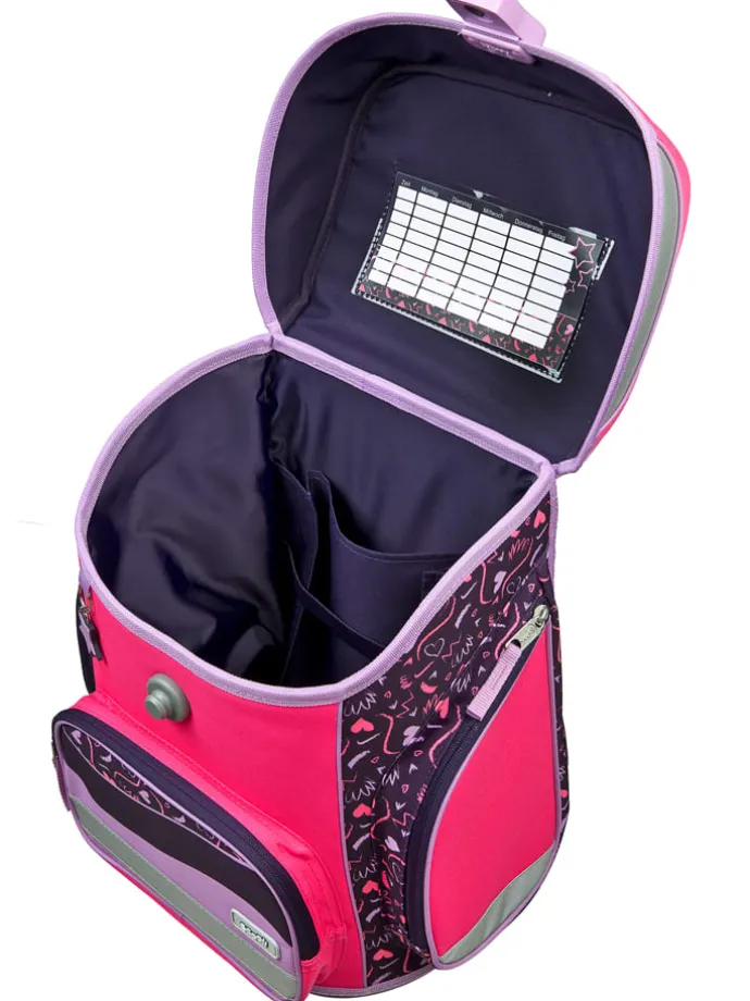 5tlg. Schulranzen-Set "EasyFit Glow Edition" in Pink/ Dunkelblau