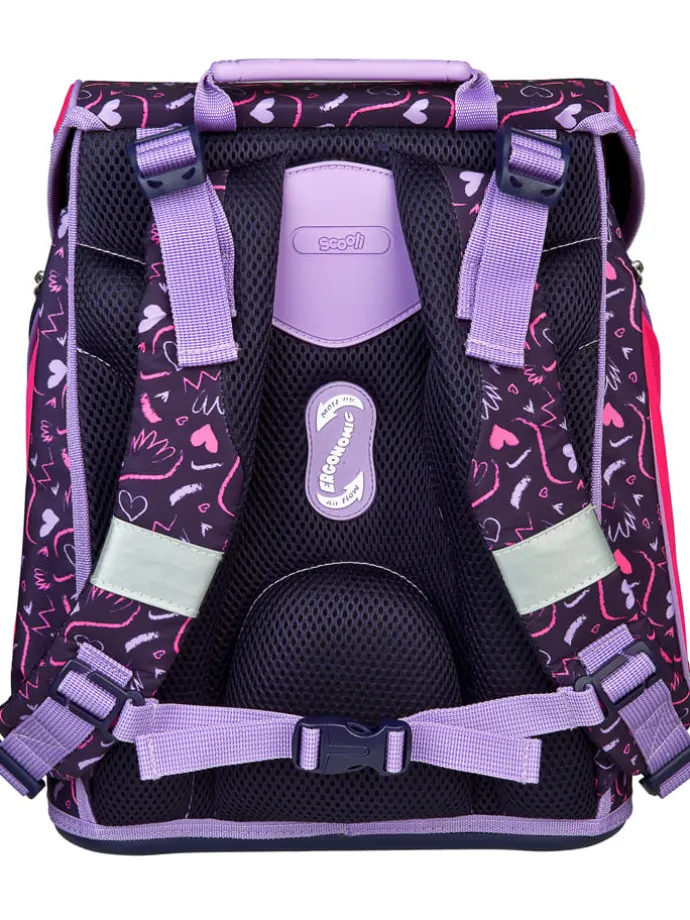 5tlg. Schulranzen-Set "EasyFit Glow Edition" in Pink/ Dunkelblau