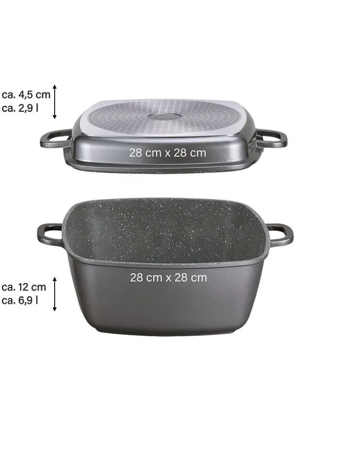 5tlg. Set: Bräter in Grau - (L)28 x (B)28 cm