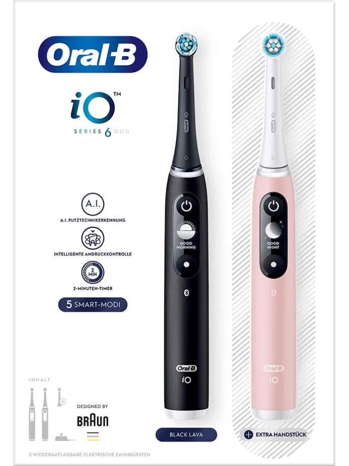 2tlg. Set: Elektr. Zahnbürsten "Oral-B iO Series 6" in Rosa/ Schwarz