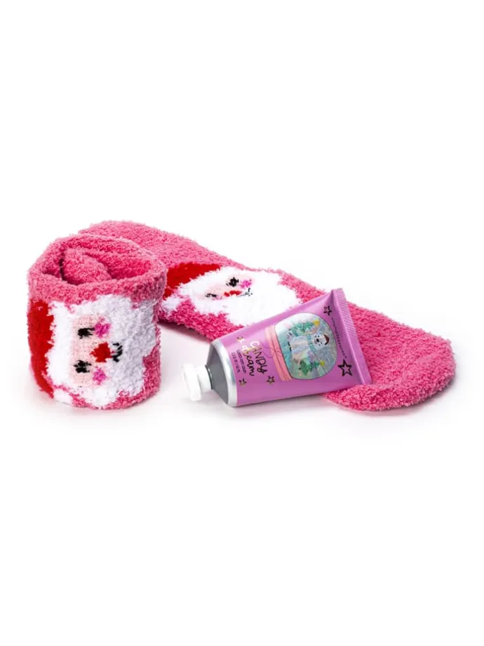 2tlg. Set: Fußcreme mit Socken in Rosa