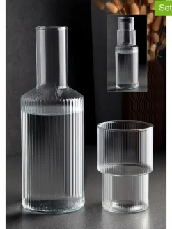 2tlg. Set: Glaskaraffe mit Glas