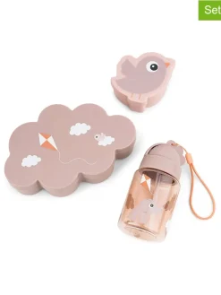 3tlg. Set: Lunchbox & Trinkflasche in Rosa