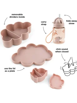 3tlg. Set: Lunchbox & Trinkflasche in Rosa