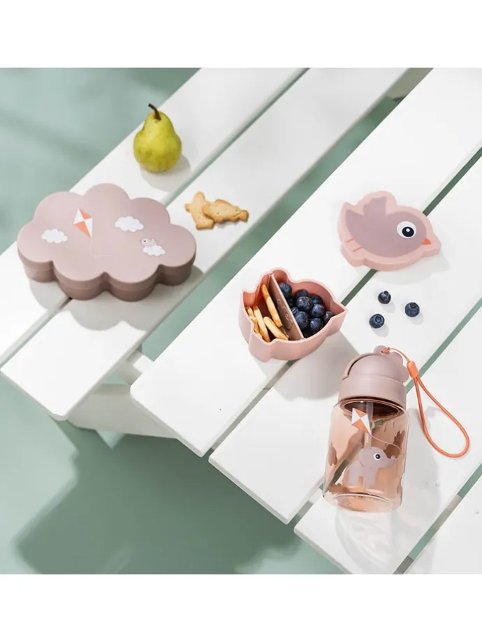 3tlg. Set: Lunchbox & Trinkflasche in Rosa