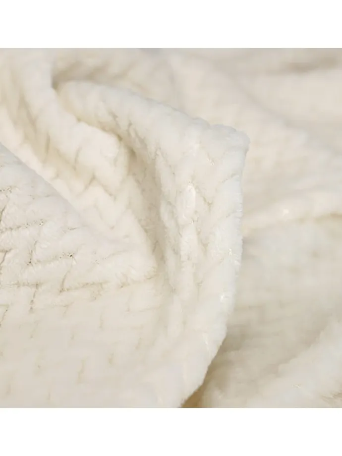 2tlg. Set: Plaid & Kissenhülle "Comfy" in Creme