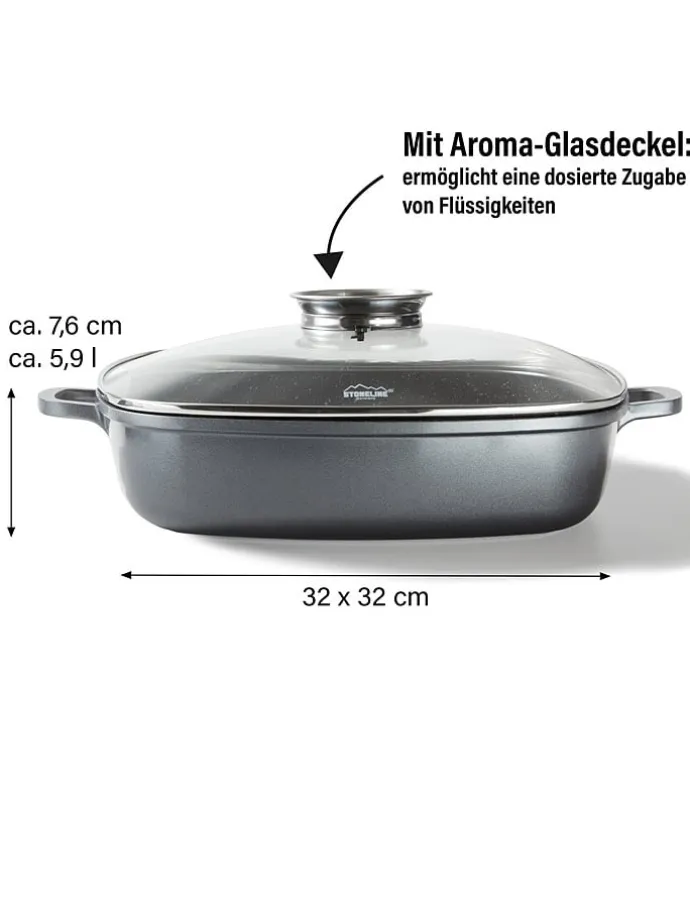 2tlg. Set: Servierpfanne in Grau - (L)32 x (B)32 cm