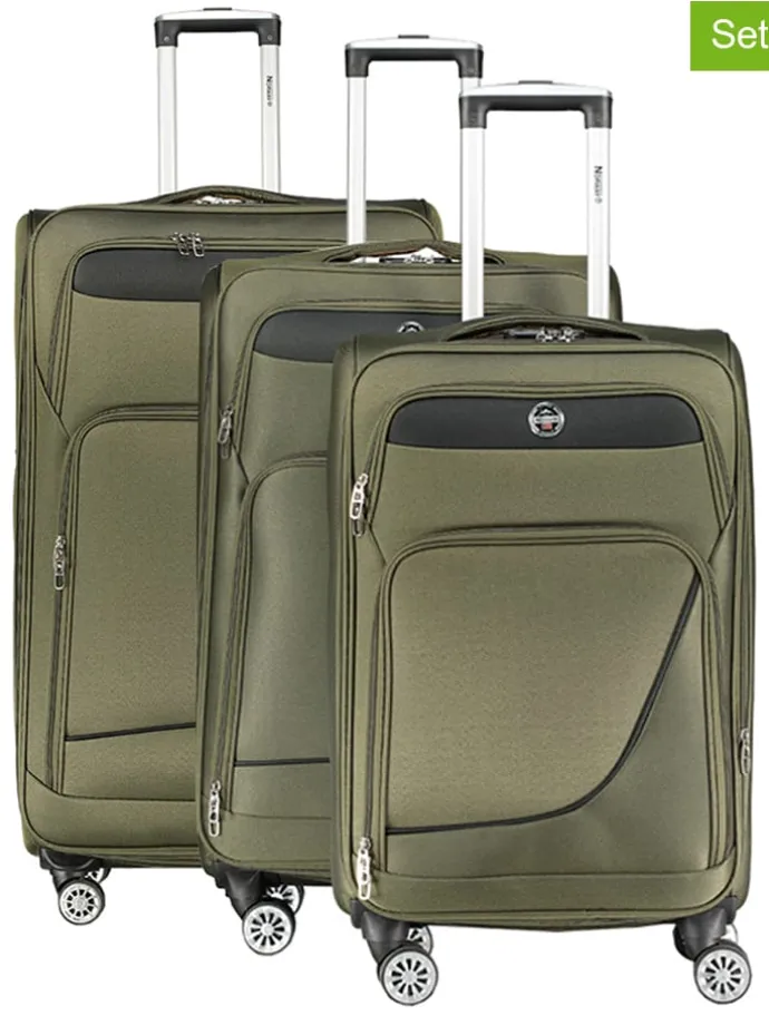 3tlg. Softcase-Trolleyset "Show" in Khaki