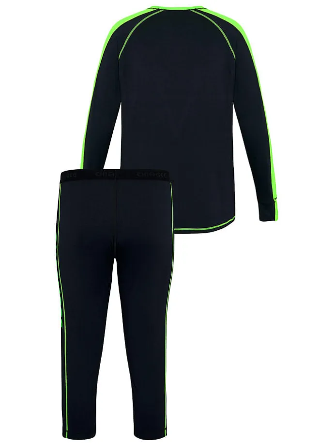 2tlg. Sportwäsche-Set in Schwarz/ Grün