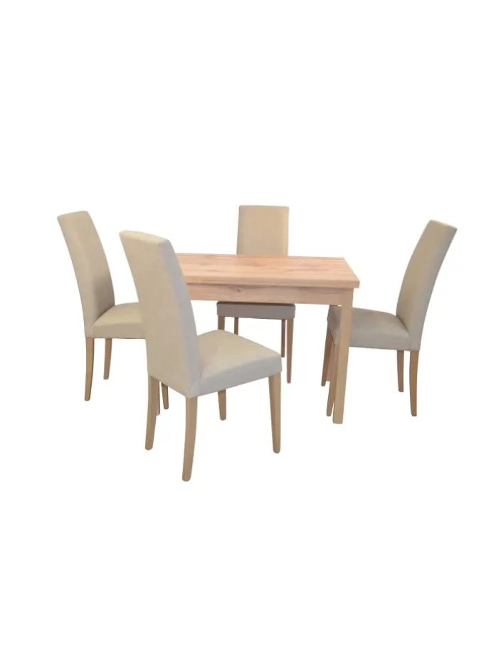 5tlg. Tischgruppe bestehend aus 4 Stühlen und 1 Esstisch in beige