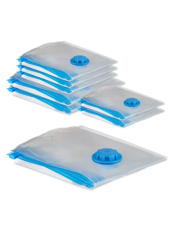 8-tlg. Vakuumbeutel-Set in Transparent/ Blau