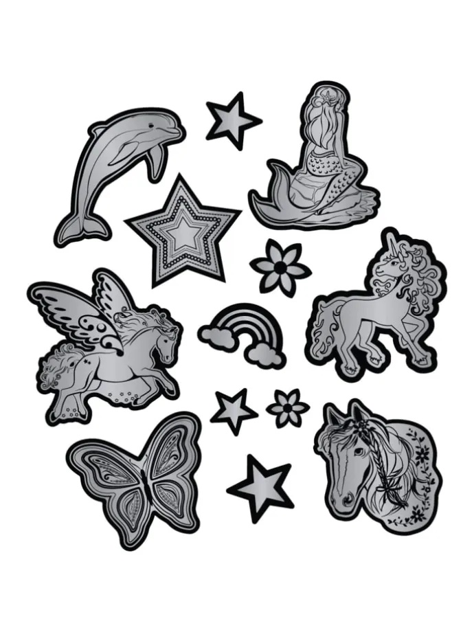 11tlg. Zubehör-Set reflektierendes Sticker-Set in Silver