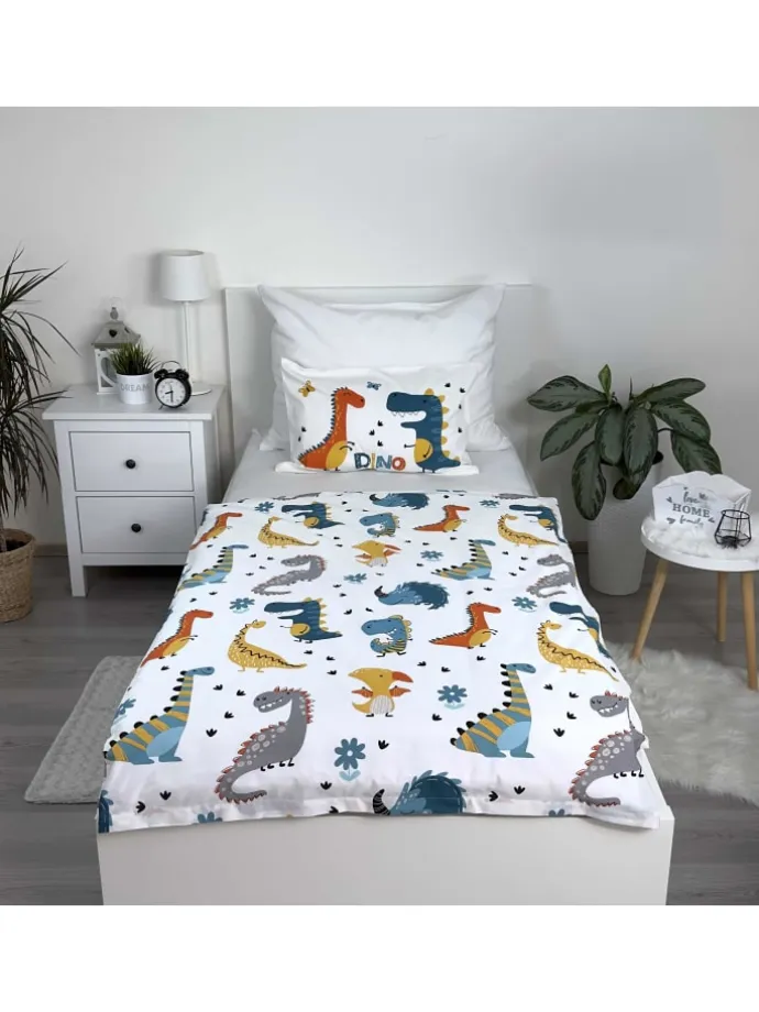 2-tlg.Set: Babybettwäsche Dino 100 x 135 cm in Bunt