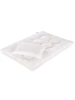 2tlg-Set: Bettdecke und Kopfkissen „Anela Bio“ in Weiß – (B) 100 x (L) 135 cm/ (B) 40 x (L) 60 cm