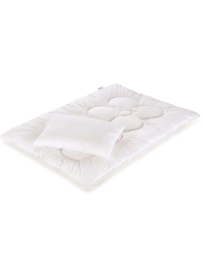 2tlg-Set: Bettdecke und Kopfkissen „Anela Bio“ in Weiß – (B) 100 x (L) 135 cm/ (B) 40 x (L) 60 cm