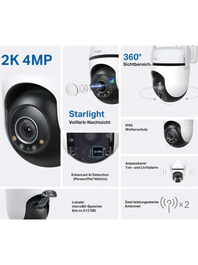 TP-LINK Kabellose Überwachungskamera Outdoor Tapo in Schwarz