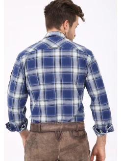 Trachtenhemd "Jannik" in Blau/ Weiß