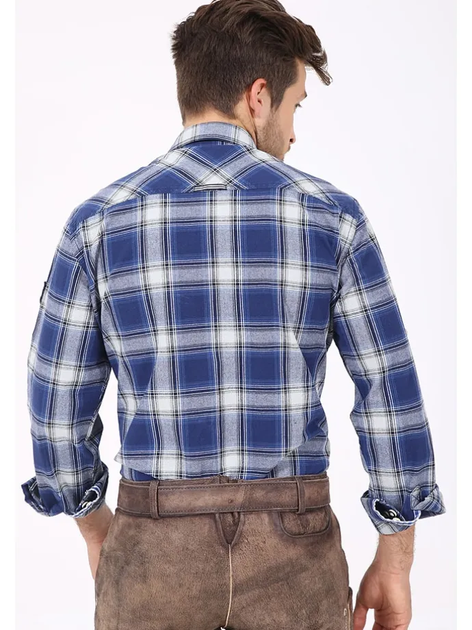 Trachtenhemd "Jannik" in Blau/ Weiß