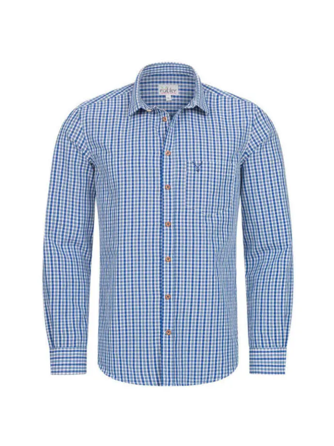 Trachtenhemd Langarm Harry in Blau