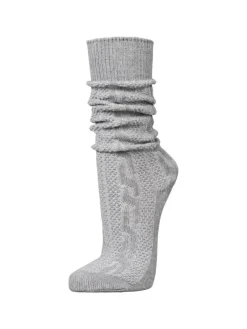 Trachtensocken Kniestrümpfe mit Zopfmuster in Grau