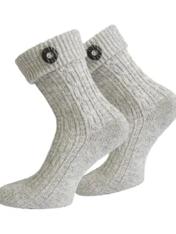 Trachtensocken mit Knopf in Silbermelange