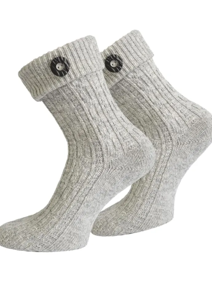 Trachtensocken mit Knopf in Silbermelange
