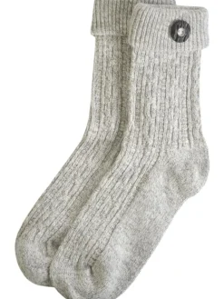 Trachtensocken mit Knopf in Silbermelange