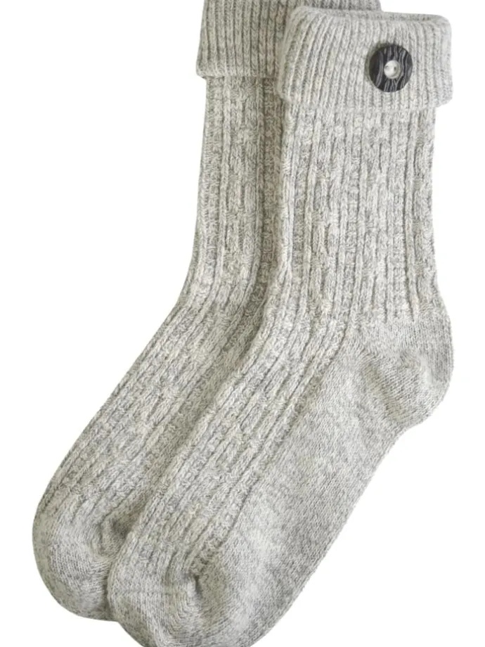 Trachtensocken mit Knopf in Silbermelange