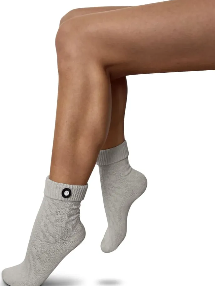 Trachtensocken mit Knopf in Silbermelange