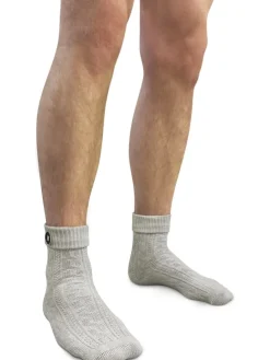 Trachtensocken mit Knopf in Silbermelange