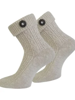 Trachtensocken mit Knopf in Naturmelange