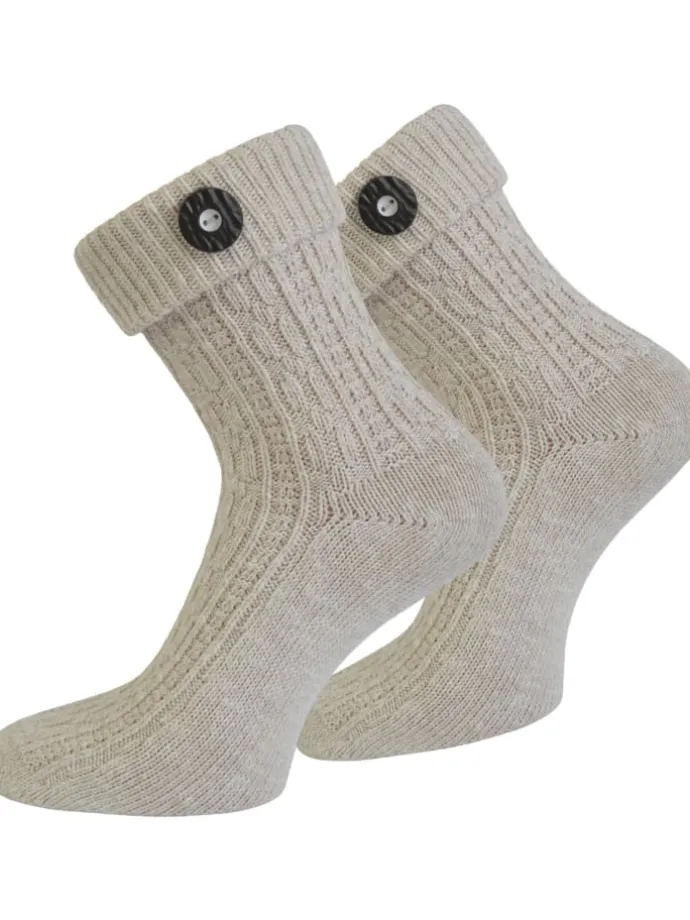 Trachtensocken mit Knopf in Naturmelange