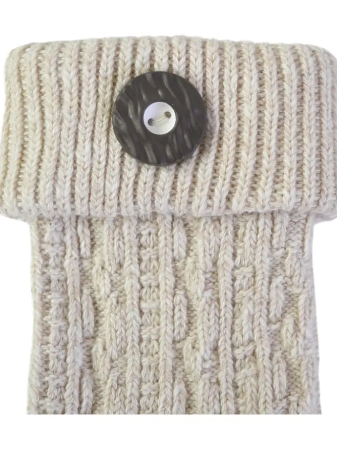 Trachtensocken mit Knopf in Naturmelange