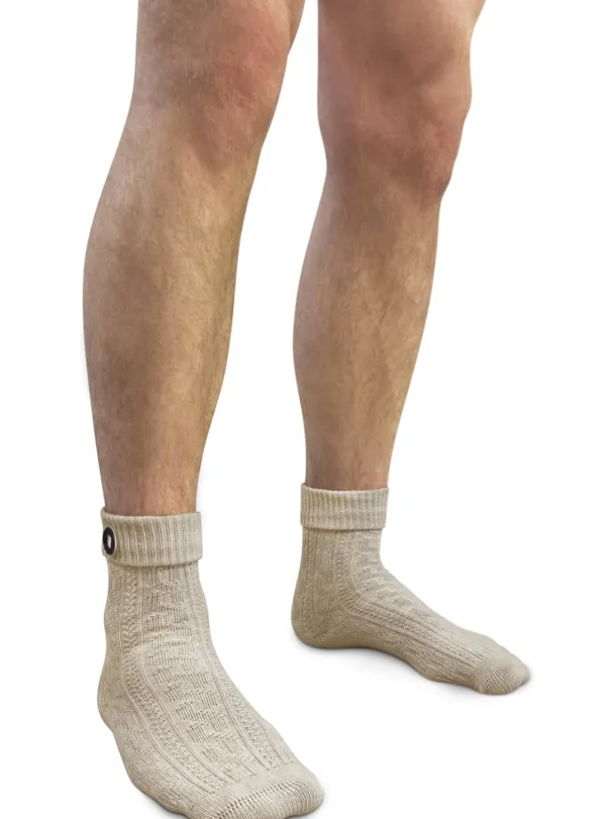 Trachtensocken mit Knopf in Naturmelange