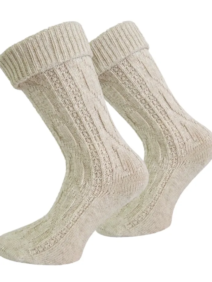 Trachtensocken mit Leinen in Naturmelange