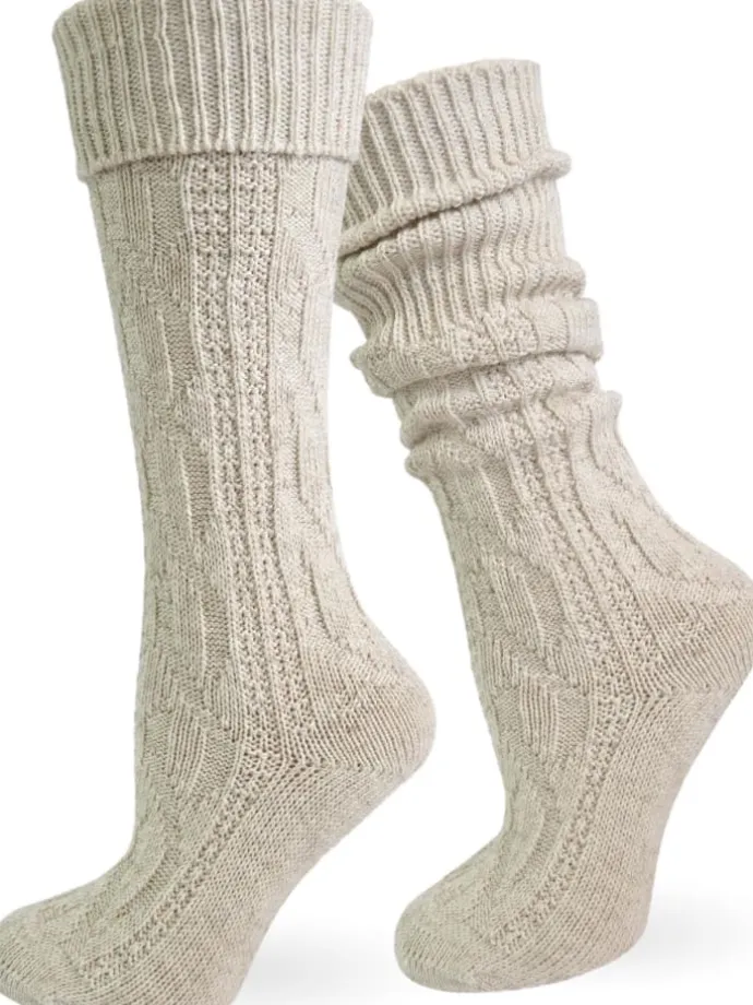 Trachtensocken mit Leinen in Naturmelange