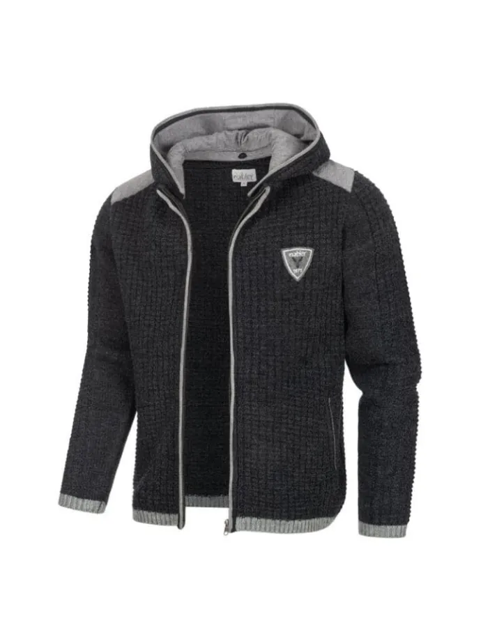Trachtenstrickjacke Langarm Hugo in Anthrazit