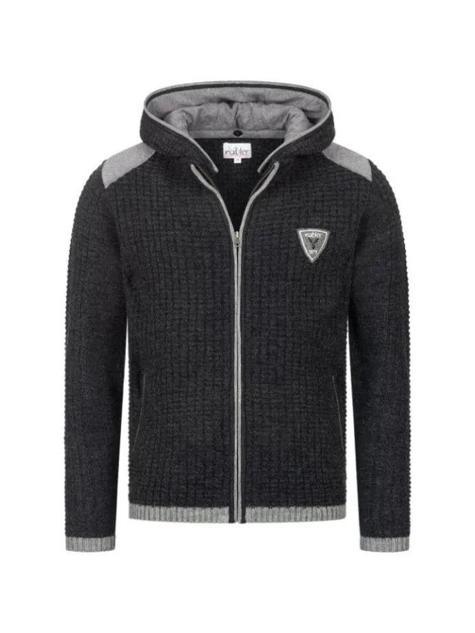 Trachtenstrickjacke Langarm Hugo in Anthrazit