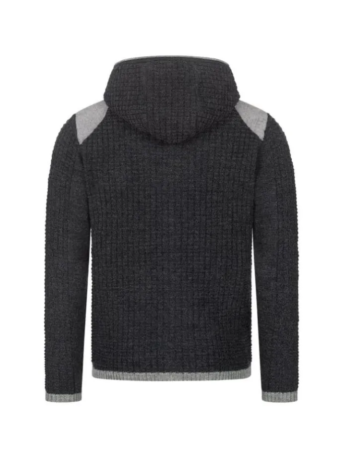 Trachtenstrickjacke Langarm Hugo in Anthrazit